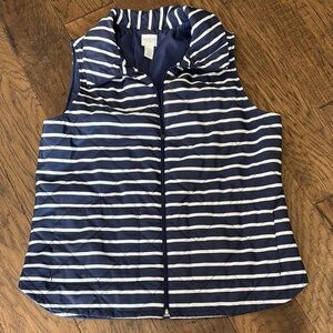 Chicos Navy and White Striped Quilted Vest Size 1